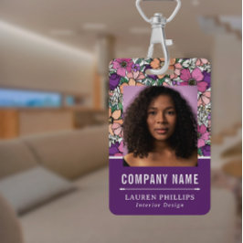 Hübsches Pfirsich- und Lila Blumenmuster Ausweis