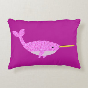 Hübsches Pink Baby Girl Narwhal Doppelseitig Dekokissen