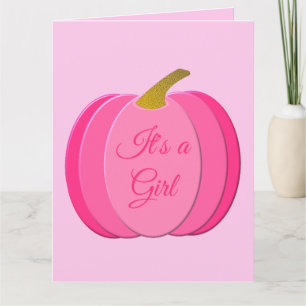 Hübsches Pink Baby Girl Pumpkin Gender zeigen Cust Karte