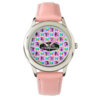 HÜBSCHES PINK-BUTTERFLY-GYMNASTICS-DESIGN ARMBANDUHR