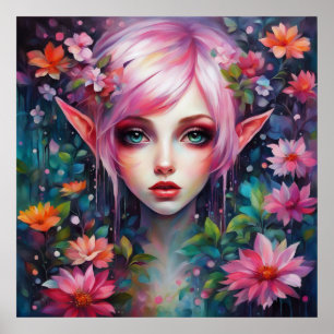 Hübsches Pink-Elf-Poster Poster