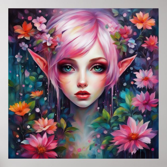 Hübsches Pink-Elf-Poster Poster (Vorne)