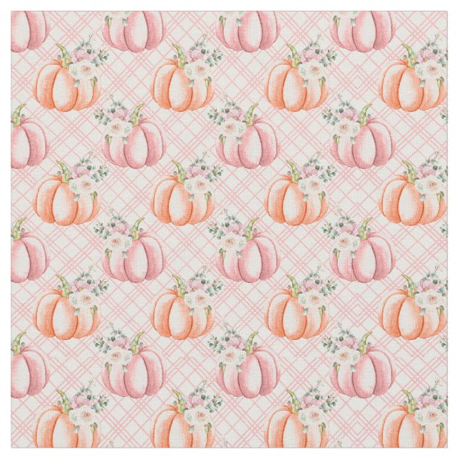 Hübsches Pink Fall Pumpkin Muster Stoff (Nahaufnahme)