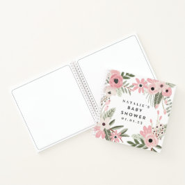 Hübsches Pink Floral Baby Shower Spirale Gästebuch Notizbuch
