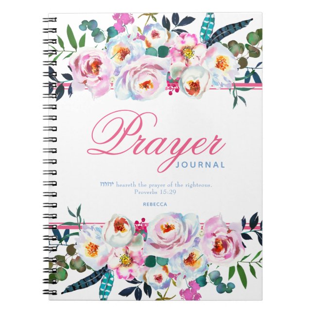 Hübsches Pink Floral Prayer Journal Notizblock (Vorderseite)