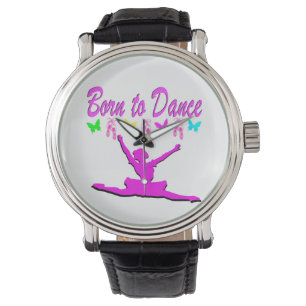 HÜBSCHES PINK GEBOREN ZU TANZEN BALLERINA DESIGN ARMBANDUHR