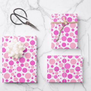 Hübsches Pink-gefliestes Polka-Dot-Party Geschenkpapier Set