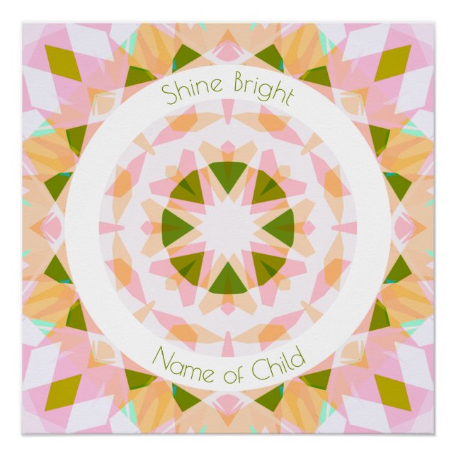 Hübsches Pink Green Shine Bright Star Baby Kinderz Poster (Vorderseite)