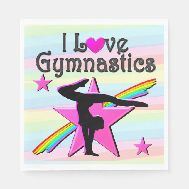 HÜBSCHES PINK I LIEBE GYMNASTICS-DESIGN SERVIETTE (Vorderseite)