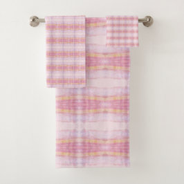 Hübsches Pink PlaidHandtuch-Set Badhandtuch Set