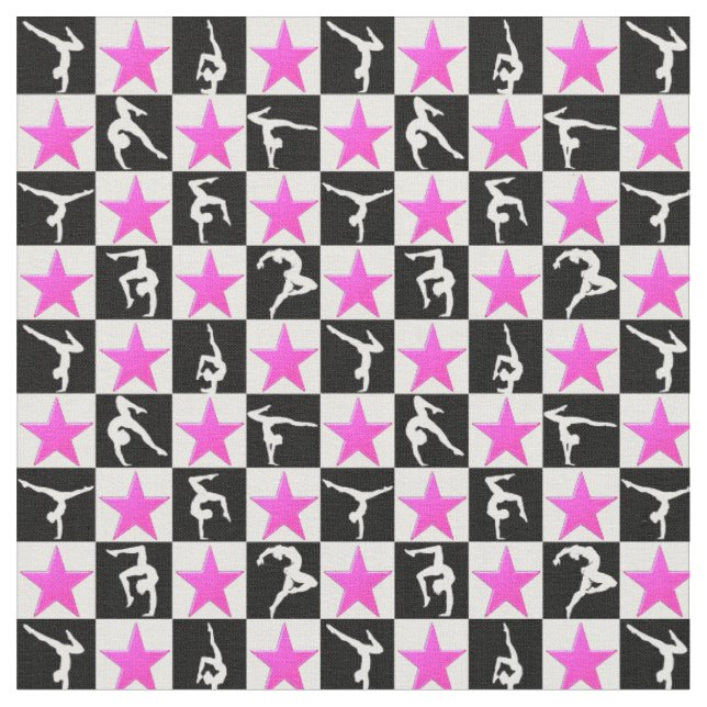 HÜBSCHES PINK STAR GYMNASTICS-DESIGN STOFF (Nahaufnahme)