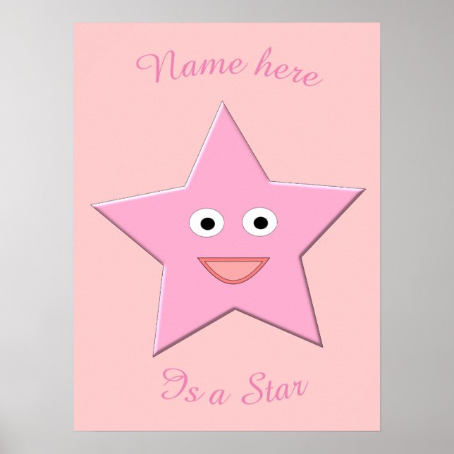 Hübsches Pink Star Poster (Vorne)