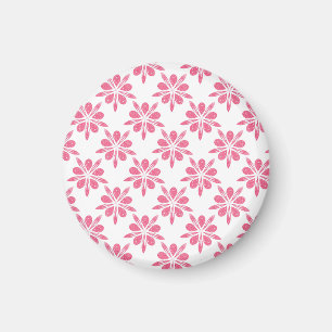 Hübsches Pink und White Snowflake Blume Muster Magnet
