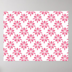 Hübsches Pink und White Snowflake Blume Muster Poster