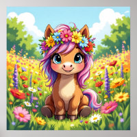 Hübsches Pony mit Blume