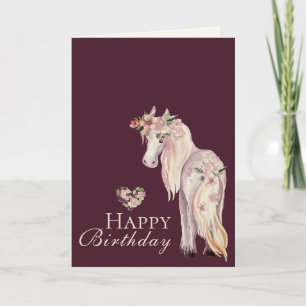 Hübsches Pony und Blumen Pferd Alles Gute zum Gebu Karte