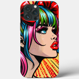 Hübsches Pop-Art-Comic-Mädchen Buntes AI-Kunstwerk Case-Mate iPhone Hülle