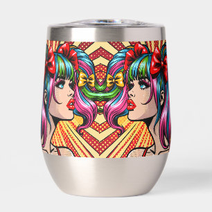 Hübsches Pop-Art-Comic-Mädchen mit Schleifen