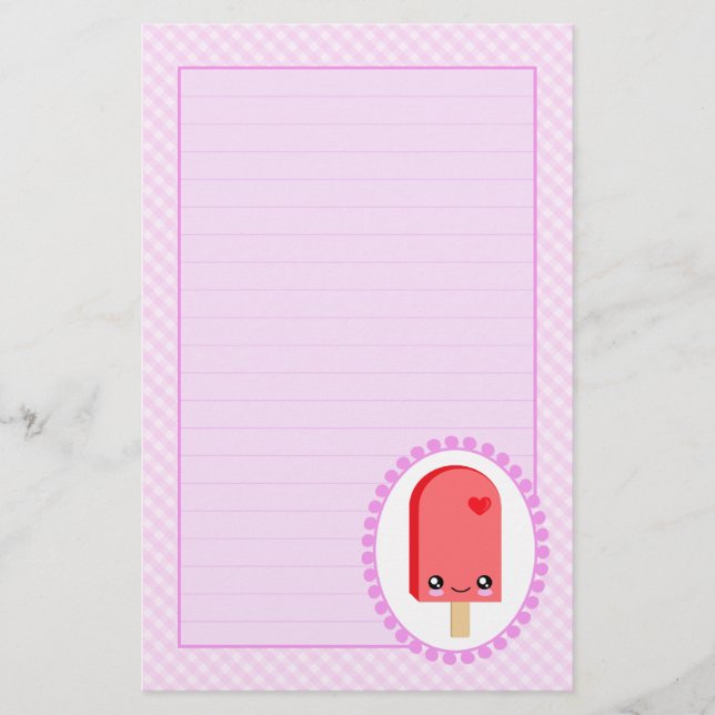 Hübsches Popsicles-Kirschfrucht Kawaii Briefpapier (Vorderseite)