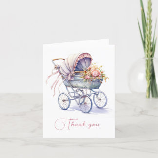 Hübsches Pram mit Blume Dankeskarte