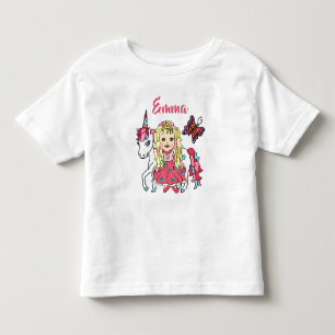 Hübsches Prinzessin-und-Einhorn-personalisiertes-S Kleinkind T-shirt
