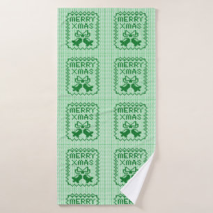 Hübsches Pullover-Muster Jingle Glocken und Merry  Badehandtuch