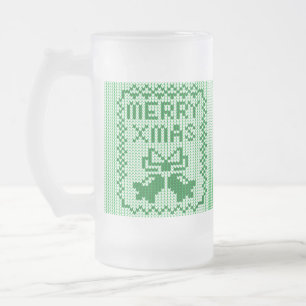 Hübsches Pullover-Muster Jingle Glocken und Merry Mattglas Bierglas