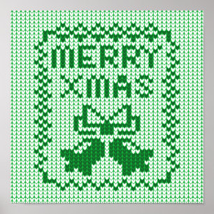 Hübsches Pullover-Muster Jingle Glocken und Merry  Poster