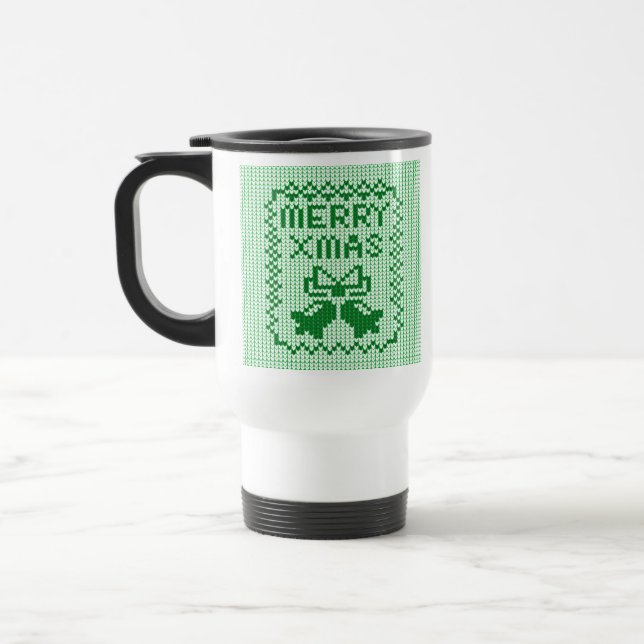 Hübsches Pullover-Muster Jingle Glocken und Merry  Reisebecher (Links)