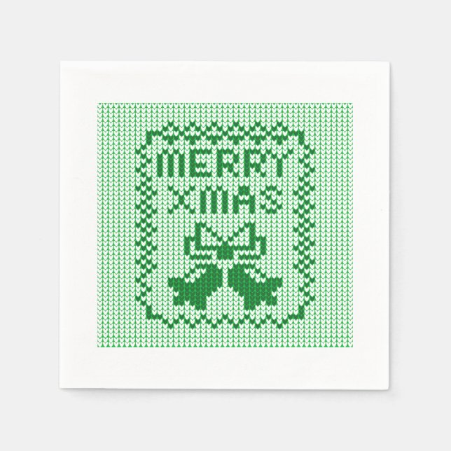 Hübsches Pullover-Muster Jingle Glocken und Merry  Serviette (Vorderseite)