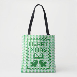 Hübsches Pullover-Muster Jingle Glocken und Merry Tasche