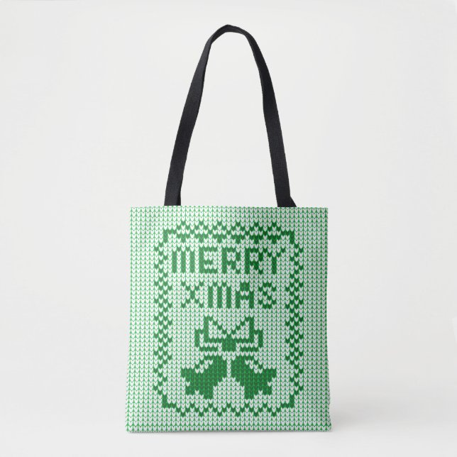 Hübsches Pullover-Muster Jingle Glocken und Merry  Tasche (Vorderseite)