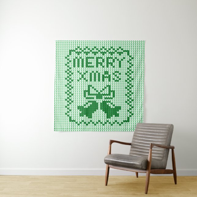 Hübsches Pullover-Muster Jingle Glocken und Merry  Wandteppich (Beispiel)