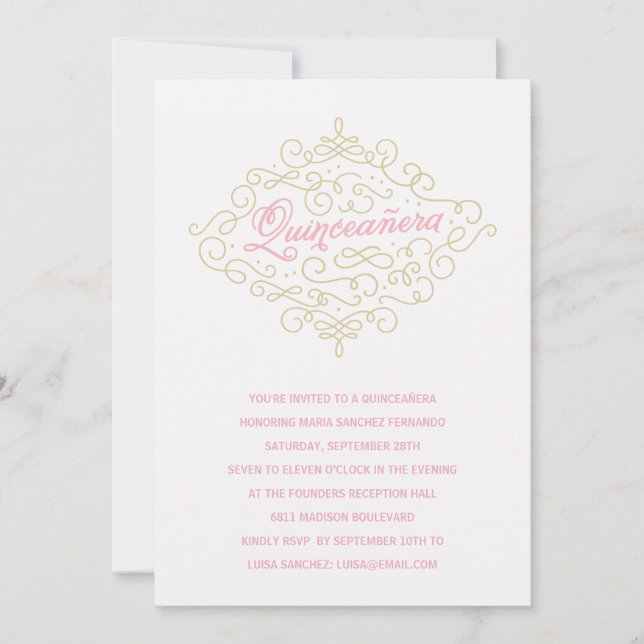 Hübsches Quinceanera-Party Geblüht Einladung (Vorderseite)