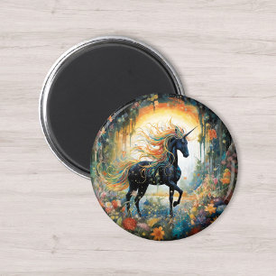 Hübsches Rainbow Black Unicorn Magnet