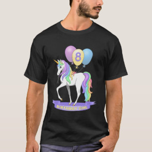 Hübsches Rainbow Unicorn 8th Birthday Girl T-Shirt