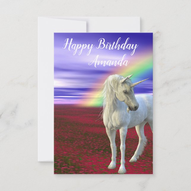 Hübsches Rainbow Unicorn Feld der Blume Karte (Vorderseite)