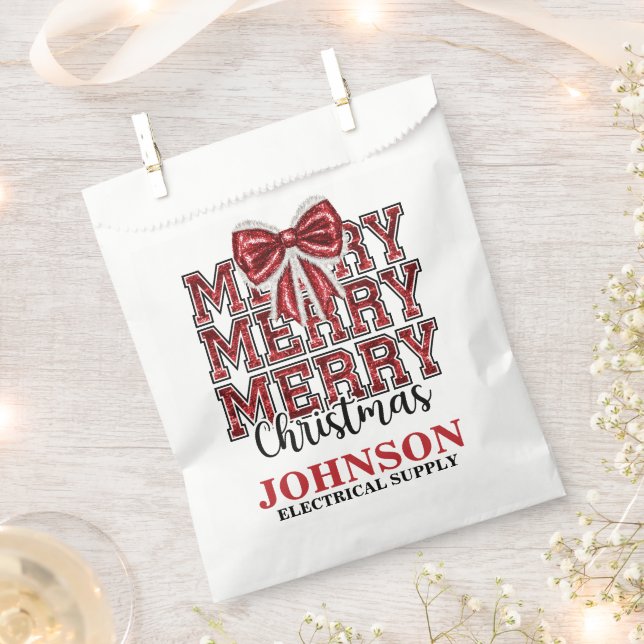 Hübsches Red Bow Weihnachtsbüro Party Geschenktütchen (Ausgeschnitten)