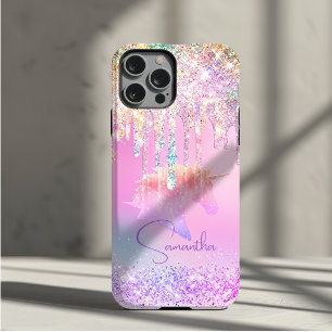 Hübsches Regenbogen-Einhorn rosa Glitter-Tropfen M Case-Mate iPhone Hülle