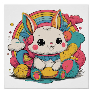 Hübsches Regenbogen-Glossenposter Poster