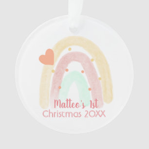Hübsches Regenbogen-Herz-Konfetti zum 1. Weihnacht Ornament
