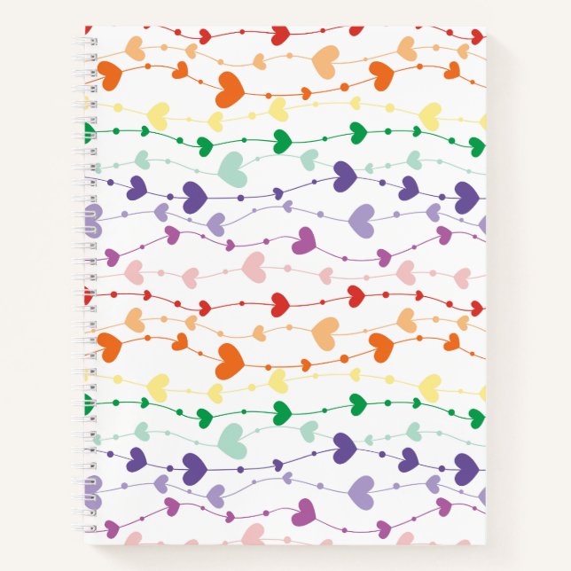 Hübsches Regenbogen Herz Muster Kinderschule Notizbuch (Vorderseite)