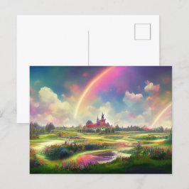 Hübsches Regenbogenfeld Gelobtes Land Postkarte