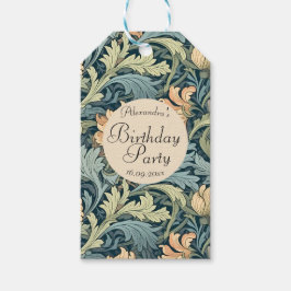 Hübsches Retro-Blumengeburt Künstlerisches Blau Geschenkanhänger
