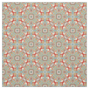 Hübsches Retro-Chic Aquamarin-Blumenmosaikmuster Stoff