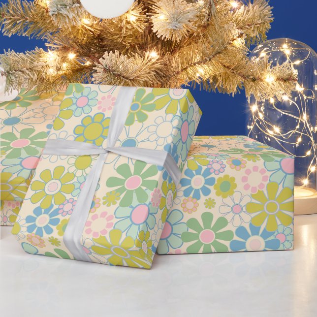 Hübsches Retro-Muster, helles Pastell Geschenkpapier (Feiertage)