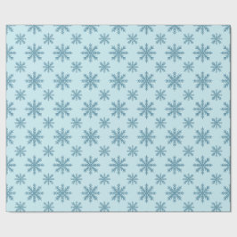 Hübsches Retro-Schneeflockenmuster Blues Aquarell Geschenkpapier