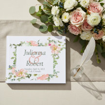 Hübsches Rosa Aquarell BlumenGästebuch