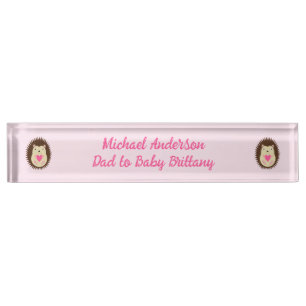 Hübsches rosa Baby-Mädchen-Igel Custom Namensplakette