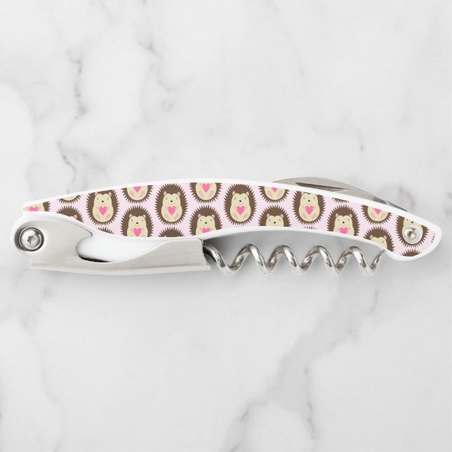 Hübsches Rosa Baby-Mädchen-Igel Muster Kellnermesser (Vorderseite)